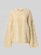 Gina Tricot Oversized Strickpullover mit gerippten Abschlüssen in Ecru...
