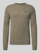 MCNEAL Regular Fit Strickpullover aus reiner Wolle in Oliv Melange, Gr...