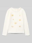 Blue Seven Regular Fit Longsleeve mit Logo-Print in Offwhite, Größe 10...