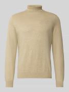 Lerros Rollkragenpullover mit Label-Stitching in Beige, Größe L