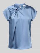 Neo Noir Blusenshirt mit Stehkragen in Rauchblau, Größe 34