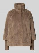 Zero Jacke aus Kunstfell mit Stehkragen in Taupe, Größe 42