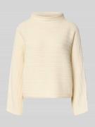 Zero Strickpullover mit Stehkragen in Ecru, Größe L