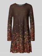 Apricot Minikleid mit Rundhalsausschnitt in Cognac, Größe XS