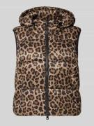 Marc Cain Regular Fit Steppjacke mit Allover-Animal-Print in Camel, Gr...