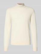 CRUNA Strickpullover mit Mock-Neck in Offwhite, Größe 46