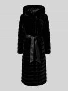 PETITE M. Mantel mit Kapuze und Bindegürtel in Black, Größe 34