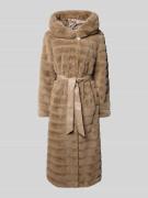 PETITE M. Mantel mit Kapuze und Bindegürtel in Ecru, Größe 34