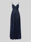 Luxuar Schimmerndes Abendkleid mit Gehschlitz in Marine, Größe 32