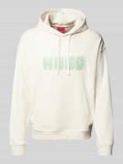 HUGO Hoodie mit Label-Print Modell 'Diqerio' in Offwhite, Größe M