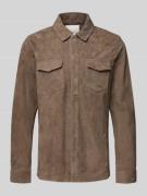 Profuomo Slim Fit Hemdjacke aus echtem Ziegenleder Modell 'Overshirt' ...