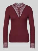 Only Slim Fit Langarmshirt aus Viskose-Mix Modell 'TILDE' in Bordeaux,...