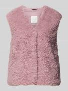 Mazine Weste aus Teddyfell mit V-Ausschnitt in Rosa, Größe L