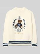 Guess Strickpullover mit Label-Stitching in Ecru, Größe 128