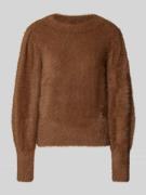 monari Strickpullover aus Kunstfell in Cognac, Größe 34