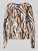 monari Longsleeve mit geripptem Rundhalsausschnitt in Cognac, Größe 34