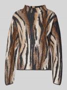 monari Strickpullover mit Stehkragen in Dunkelbraun, Größe 34