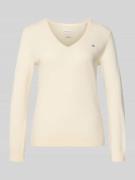 Gant Strickpullover aus Lammwoll-Mix mit V-Ausschnitt in Offwhite, Grö...