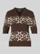 Polo Ralph Lauren Strickpullover mit gerippten Abschlüssen in Dunkelbr...