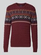 MCNEAL Strickpullover mit gerippten Abschlüssen in Bordeaux, Größe L