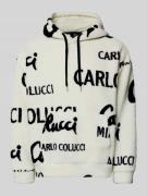 CARLO COLUCCI Oversized Hoodie mit Känguru-Tasche in Offwhite, Größe M