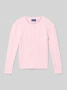 Polo Ralph Lauren Teens Strickpullover mit Zopfmuster und Rundhalsauss...