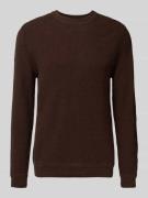 Superdry Strickpullover mit gerippten Abschlüssen in Dunkelbraun, Größ...