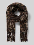 monari Schal mit Allover-Animal-Print Modell 'Flausch' in Dunkelbraun,...