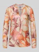 Emily Van den Bergh Bluse aus Viskose mit V-Ausschnitt in Beige Melang...