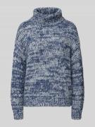 Fynch-Hatton Rollkragenpullover in Two-Tone-Machart in Marine, Größe L