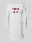 Skiny Nachthemd mit Statement-Print in Hellgrau, Größe 36