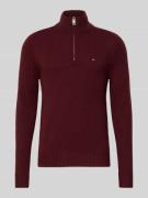 Tommy Hilfiger Regular Fit Troyer aus reiner Wolle in Bordeaux, Größe ...