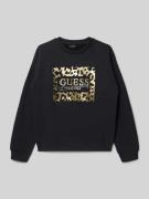 Guess Sweatshirt mit Label-Print und Rundhalsausschnitt in Black, Größ...