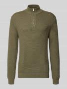 MCNEAL Strickpullover mit gerippten Abschlüssen in Oliv, Größe L