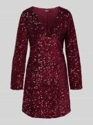 Pieces Mini-Paillettenkleid aus Samt Modell 'KAM' in Bordeaux, Größe S