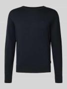 bugatti Strickpullover mit gerippten Abschlüssen in Marine, Größe L