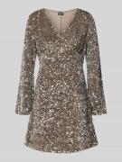 Pieces Mini-Paillettenkleid aus Samt Modell 'KAM' in Taupe, Größe L