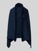 Fraas Poncho mit Kunstfellbesatz in Dunkelblau, Größe 1