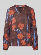 More & More Langarmbluse aus reiner Viskose in Schoko, Größe 34