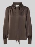 Neo Noir Blusenshirt mit Schleifen-Detail in Dunkelbraun, Größe 38