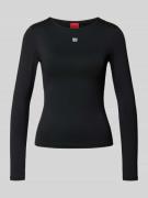 HUGO Slim Fit Langarmshirt aus Stretch Jersey Modell 'DASIIA' in Black...