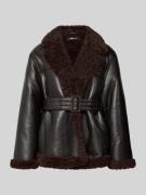 Gina Tricot Regular Fit Jacke in Leder-Optik Modell 'Teddy' in Dunkelb...