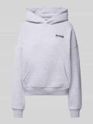 Review Oversized Hoodie mit Label-Print in Hellgrau Melange, Größe XL