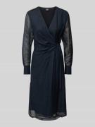 BOSS Knielanges Kleid aus Viskose-Leinen-Mix Modell 'Dosala' in Marine...