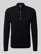 Profuomo Strickpullover mit Troyer-Kragen in Marine, Größe L