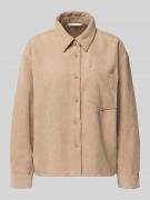 Tom Tailor Denim Boxy Fit Cord-Bluse mit Brusttasche in Beige, Größe L