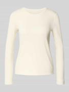 Marc Cain Longsleeve mit geripptem Rundhalsausschnitt in Ecru, Größe 4...