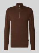 Blend Troyer aus Baumwoll-Mix in Strick-Optik in Mittelbraun, Größe 3X...