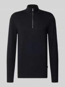 Blend Troyer aus Baumwoll-Mix in Strick-Optik in Black, Größe 3XL