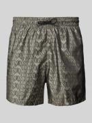 Emporio Armani Relaxed Fit Badeshorts mit Label-Print in Dunkelgrau, G...